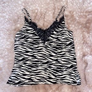 H&M Zebra Print Tank with Lace Trim